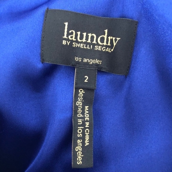 Laundry by Shelli Segal royal blue one shoulder ruffle top formal dress size 2 - Picture 5 of 9
